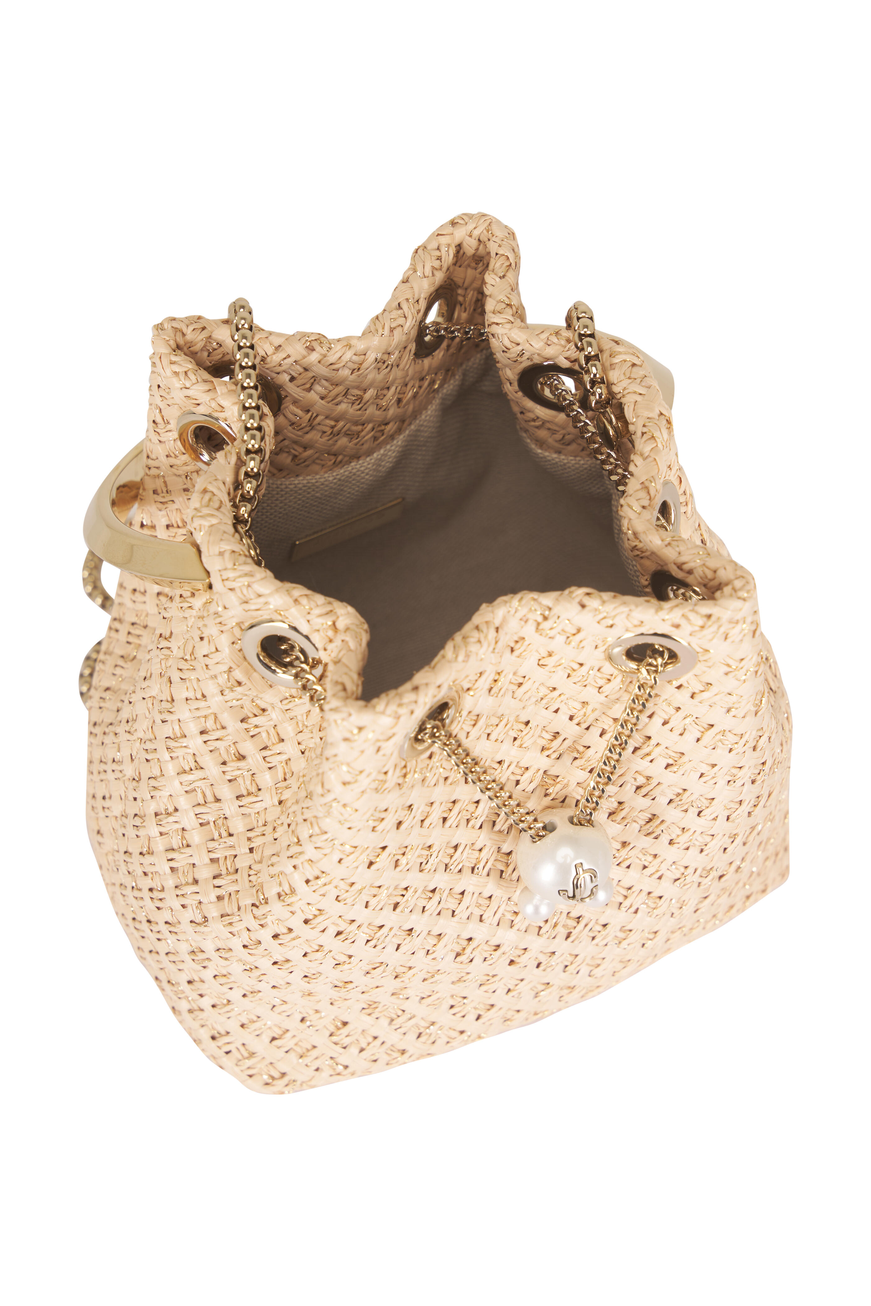 Jimmy Choo - Bon Bon Natural & Gold Top Handle Bucket Bag - view 7