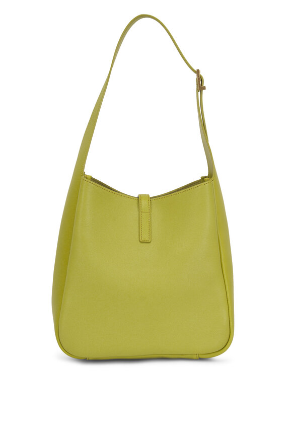 Saint Laurent Small Le 5 A 7 Wild Lime Leather Hobo Bag - view 3