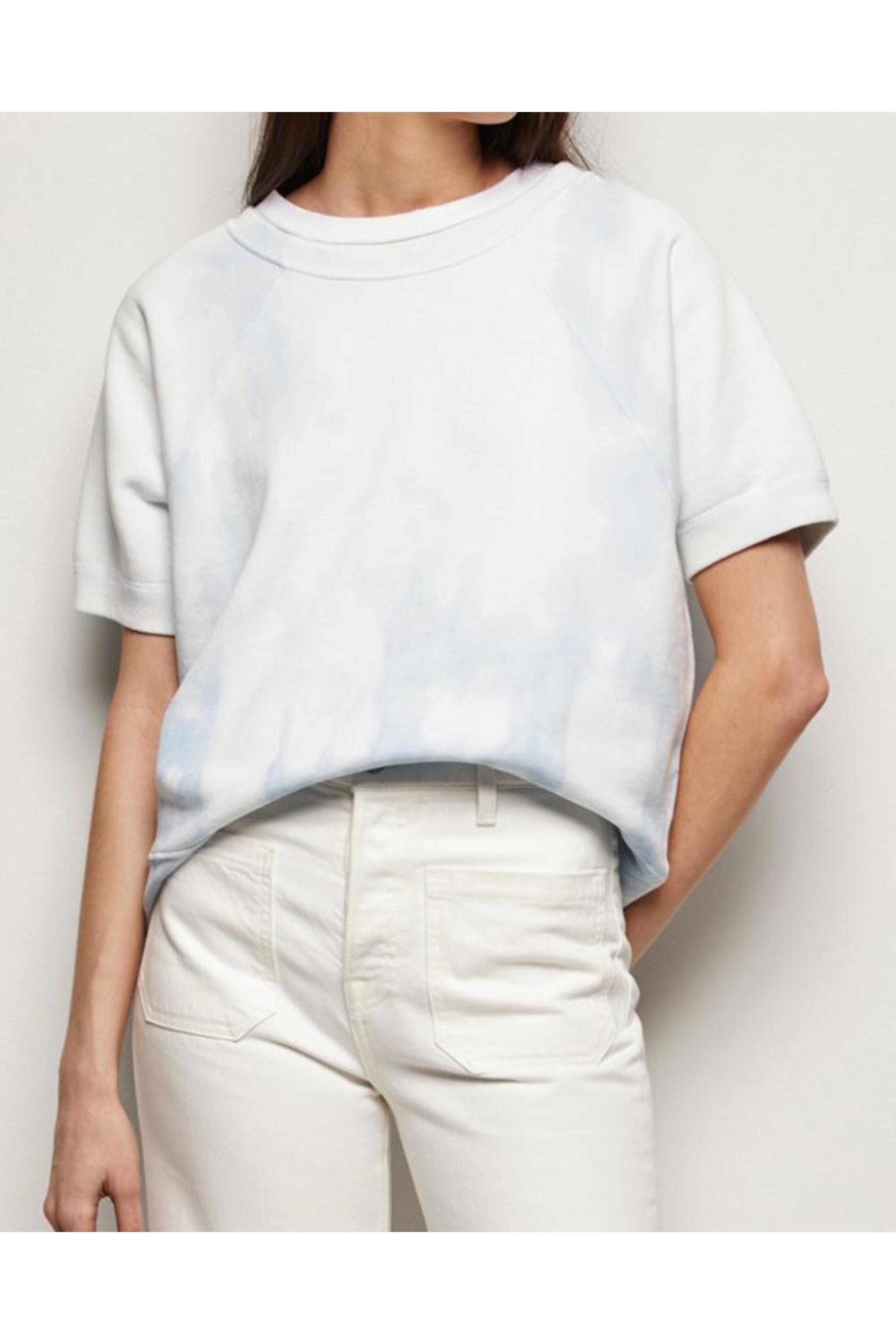 Nili Lotan - Sky Blue Tie Dye Ciara Short Sleeve Sweatshirt