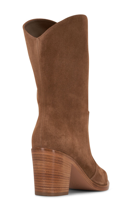 Gianvito Rossi - Denver Camel Suede Western Short Boot, 70mm