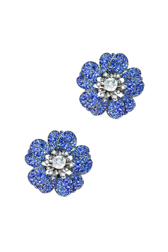 Nam Cho - Sapphire & Diamond Flower Studs