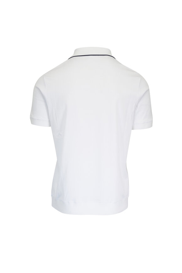 Loro Piana White Cotton Johnny Collar Polo - view 2