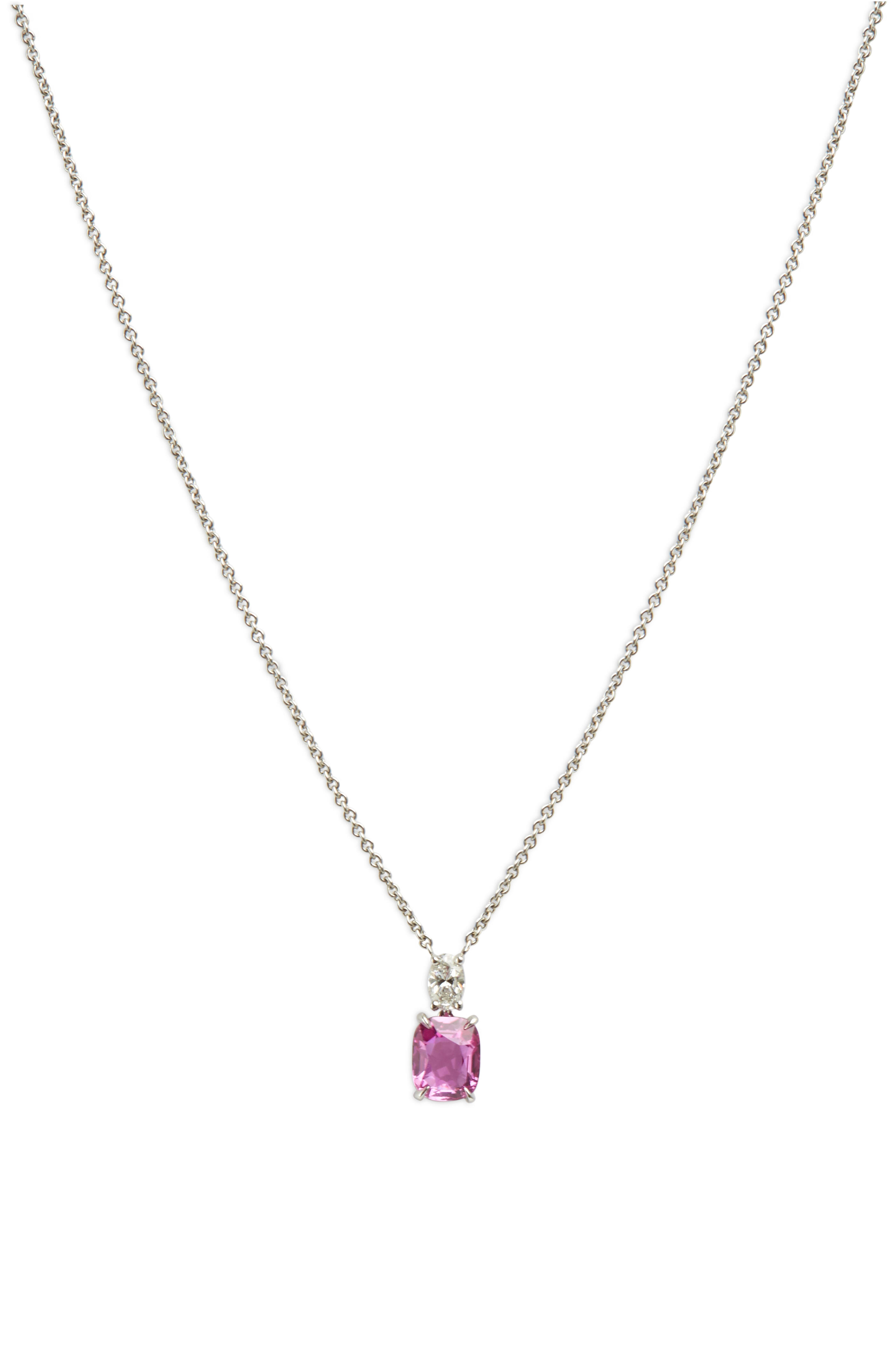 Pendant in Gold and Platinum with an Amethyst, Diamonds and Pink Sapphires