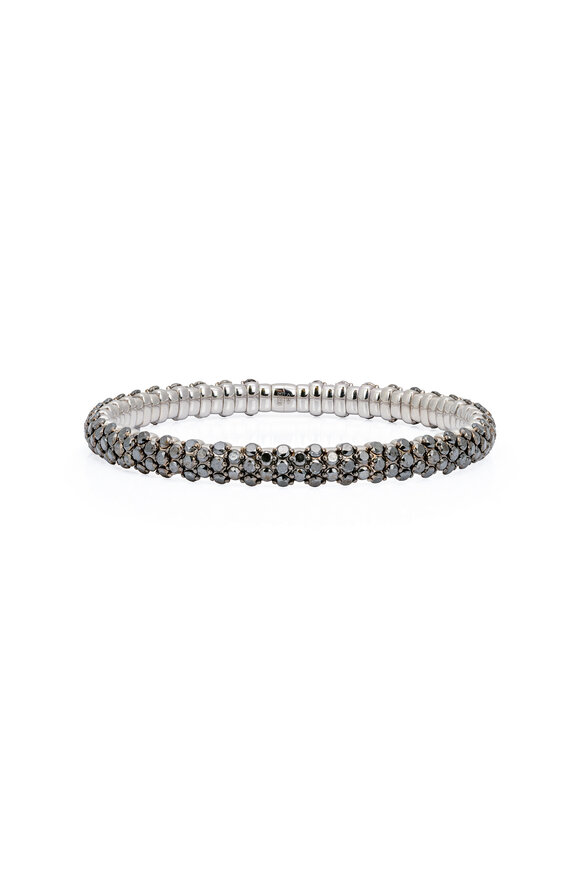 ZYDO 18k White Gold Black Diamond Stretch Bracelet - view 2