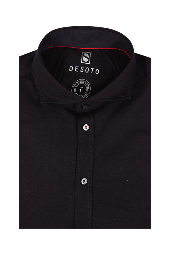 Desoto Solid Black Knit Sport Shirt