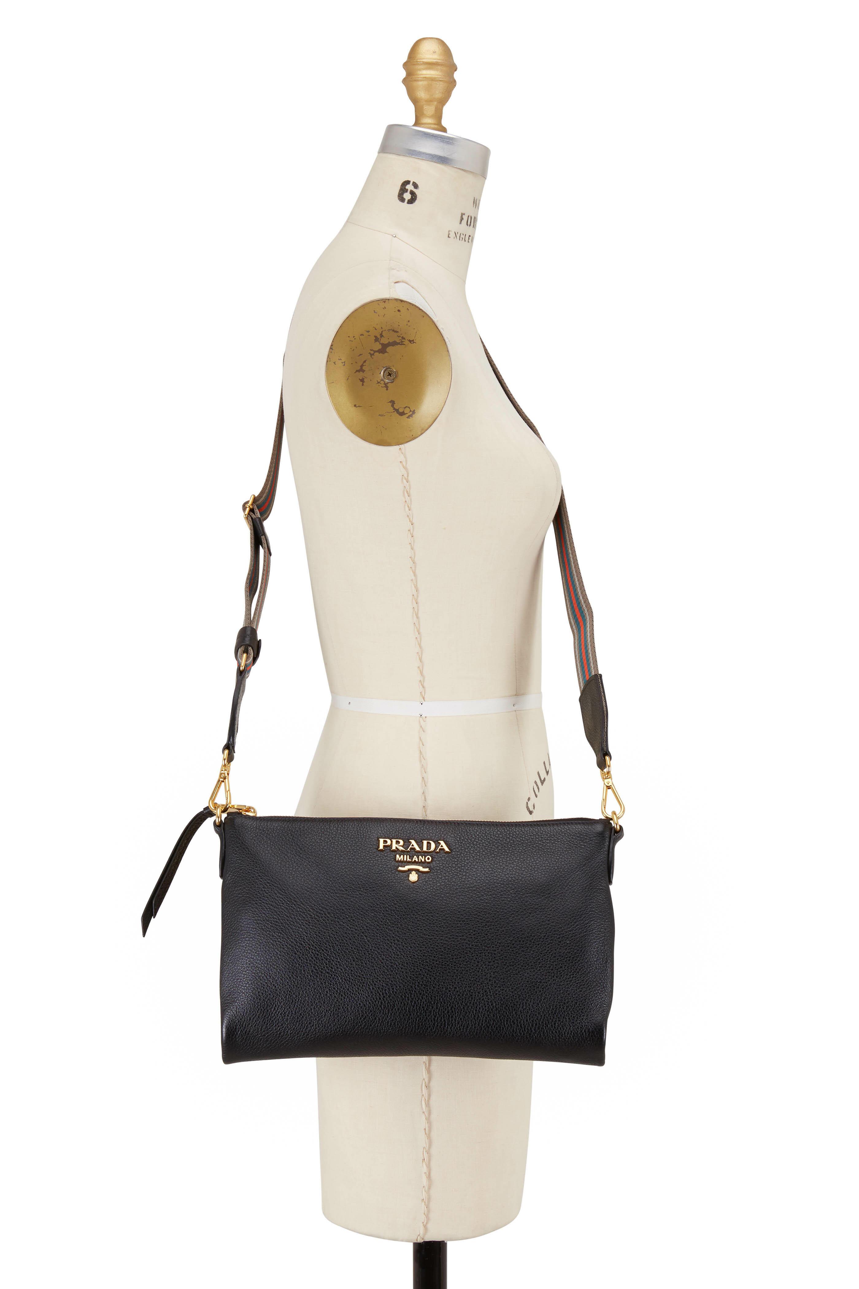 Prada - Black Grain Leather Zip Crossbody