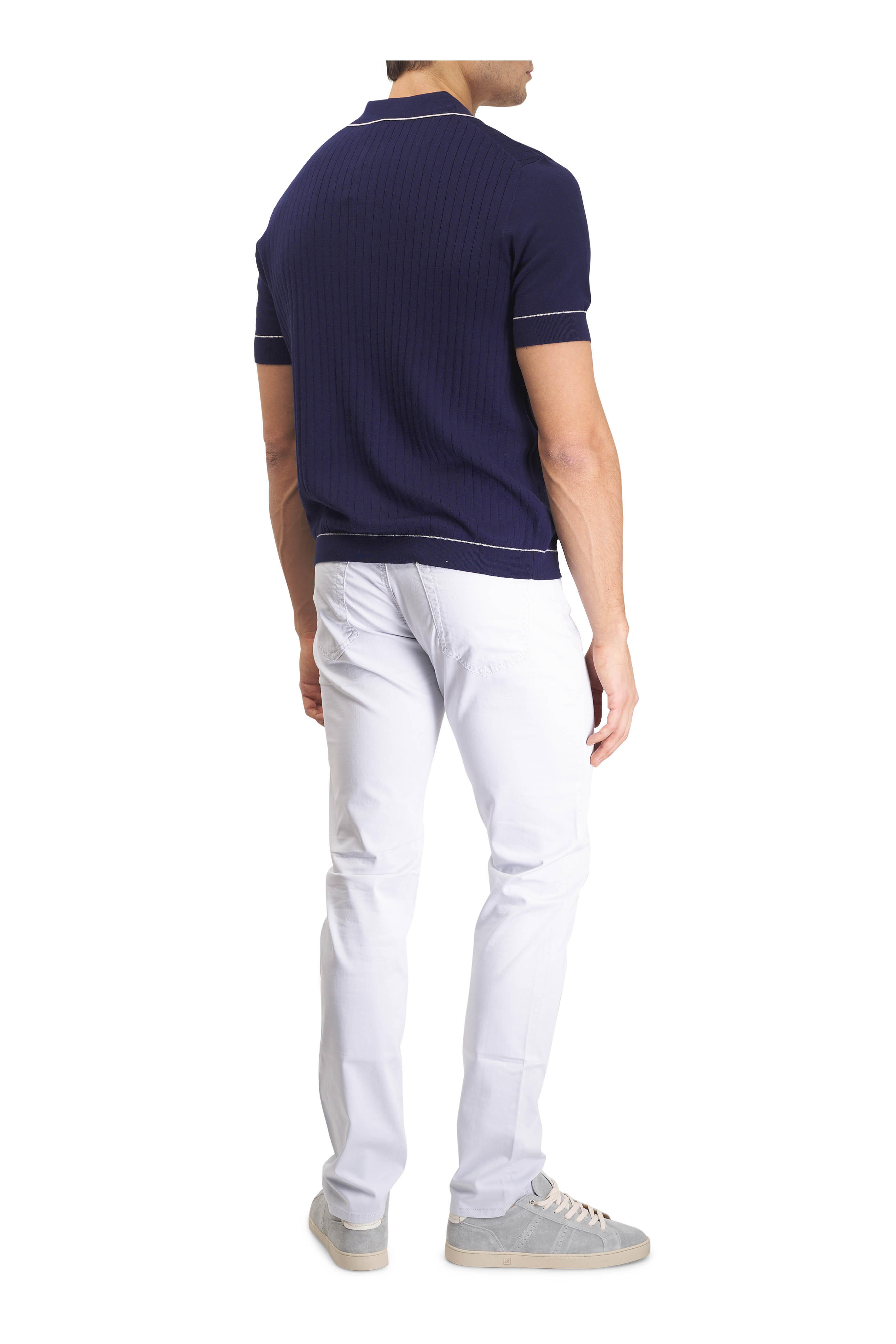 Patrick Assaraf - Midnight Drop Needle Tipped Ribbed Knit Shirt