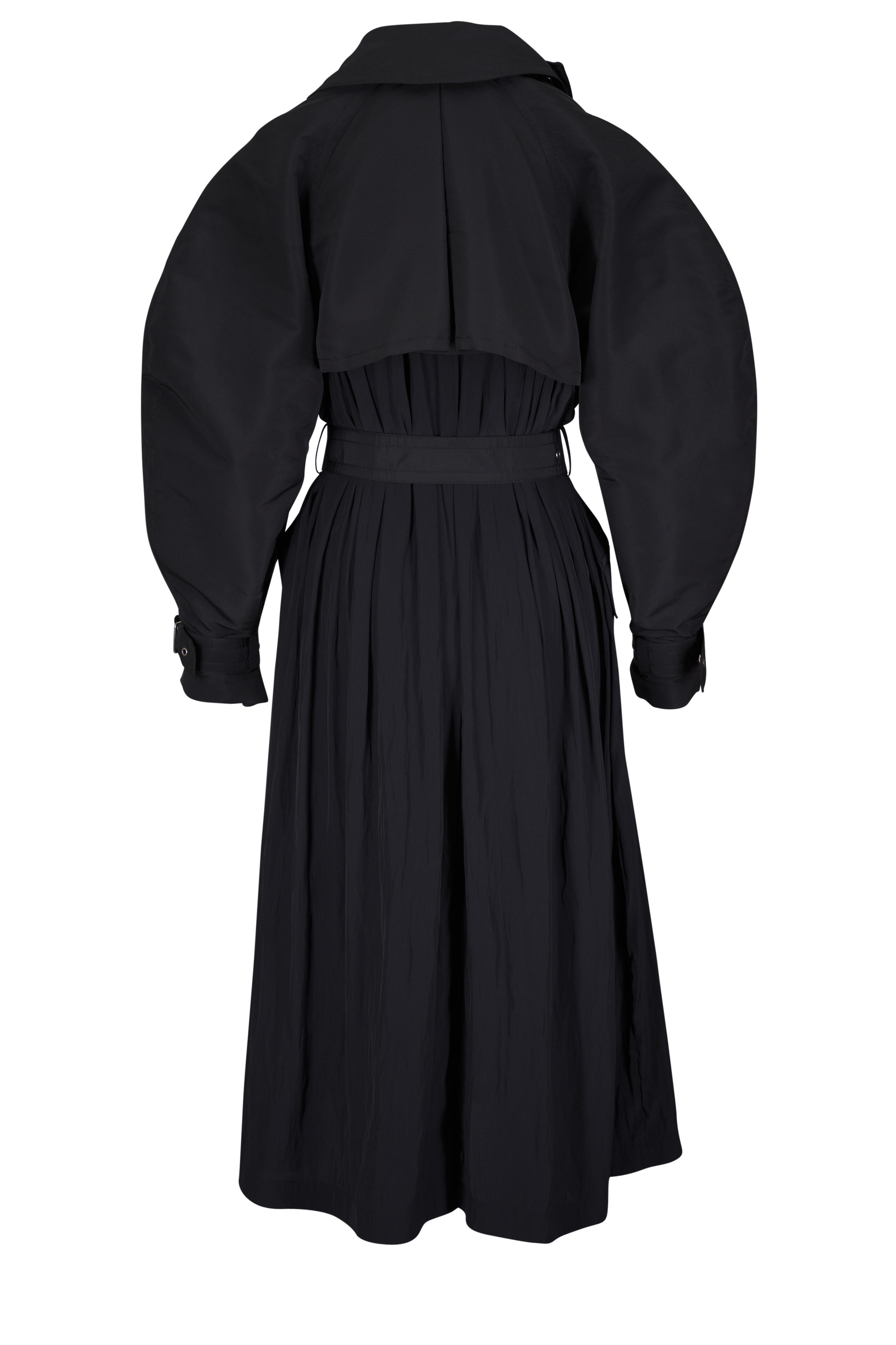 Lanvin - Black Bi-Material Silk Faille & Charmeuse Coat