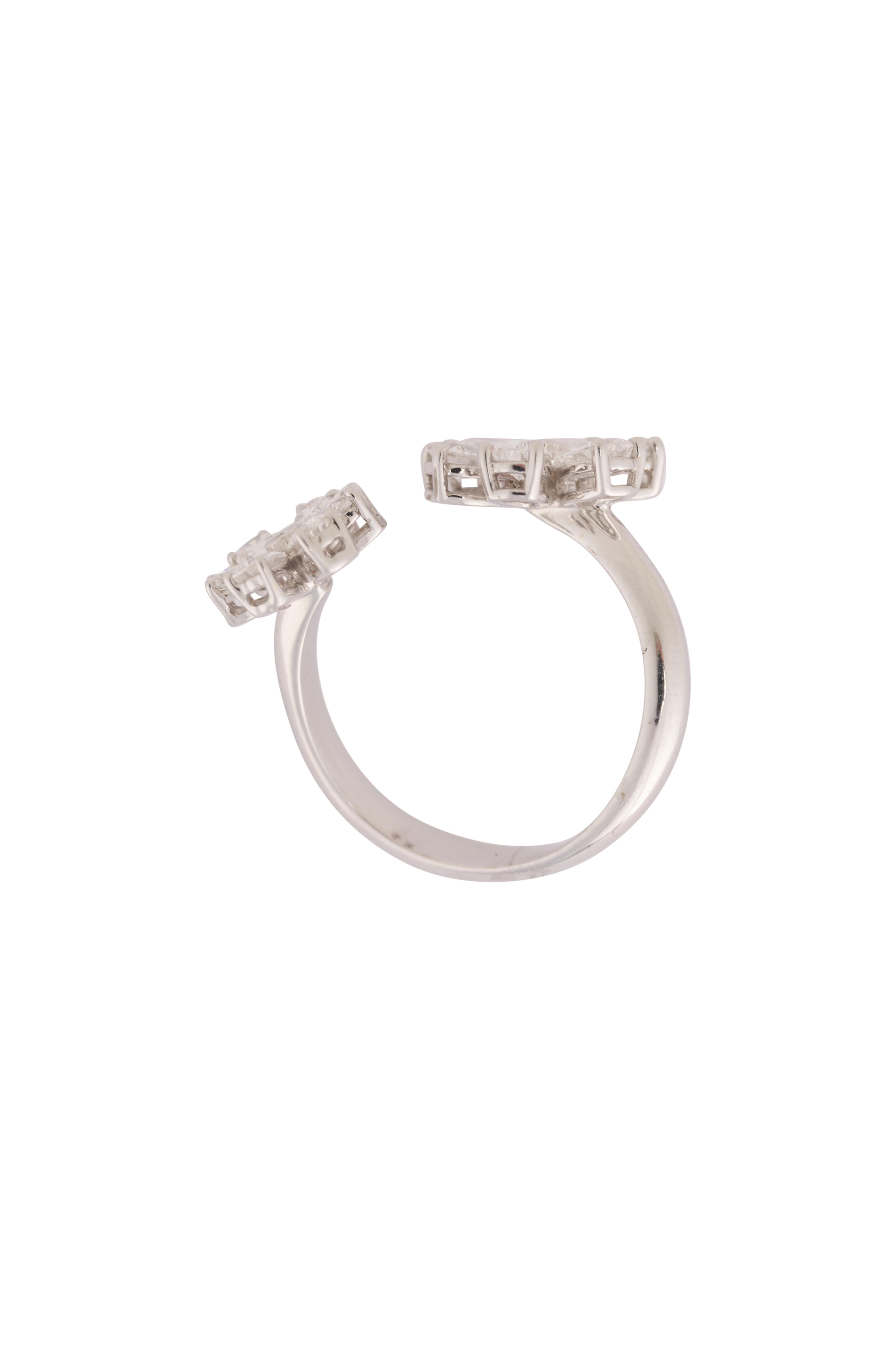 ZYDO - 18k White Gold Diamond Double Flower Ring