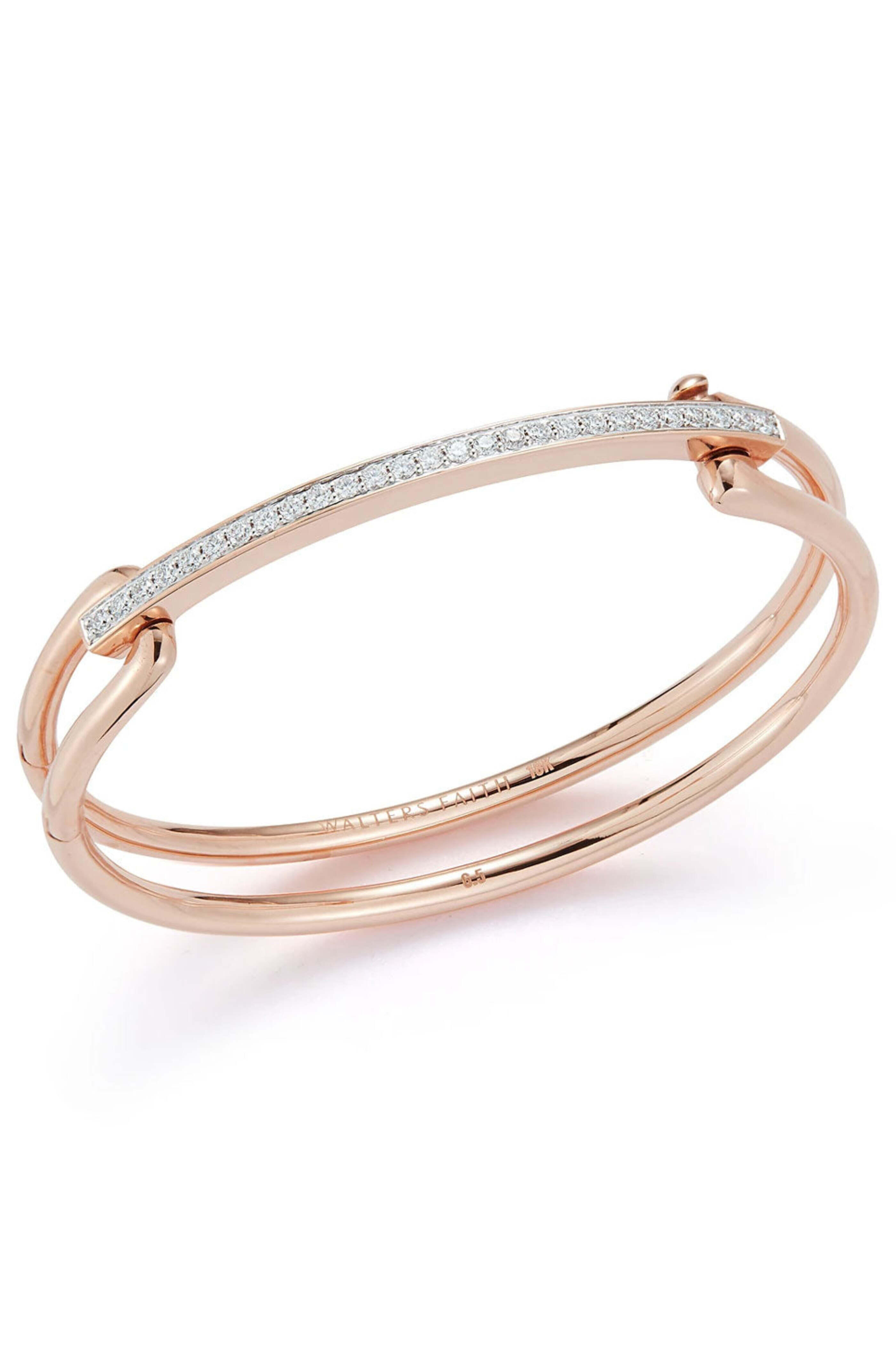 Walters Faith - Rose Gold Elongated Link Cuff with Diamond Bar