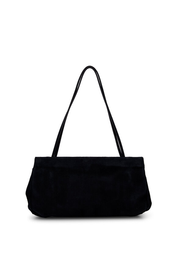 The Row - Abby Dark Navy Suede Shoulder Bag