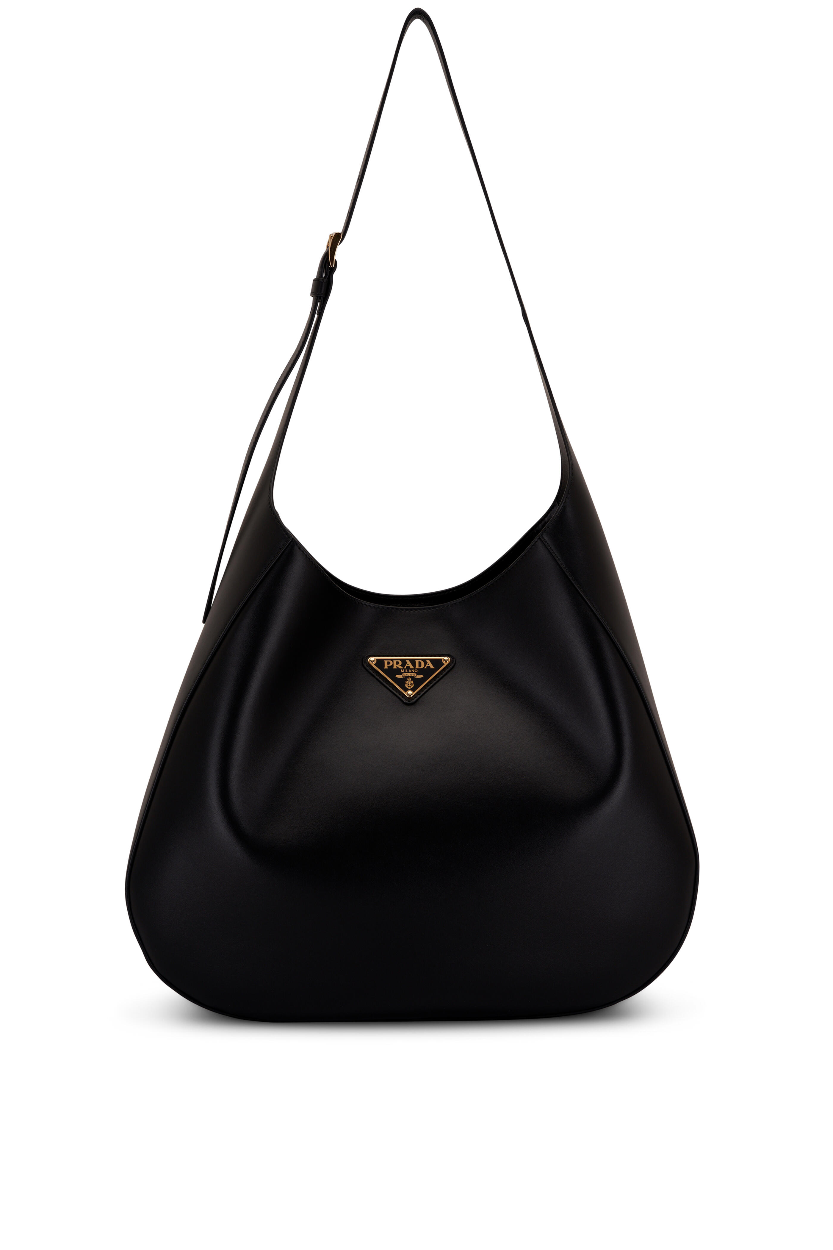 Black Prada Cleo Brushed Leather Shoulder Bag
