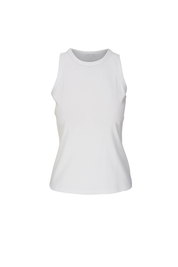 Lafayette 148 New York White Cotton Ribbed Racerback Tank