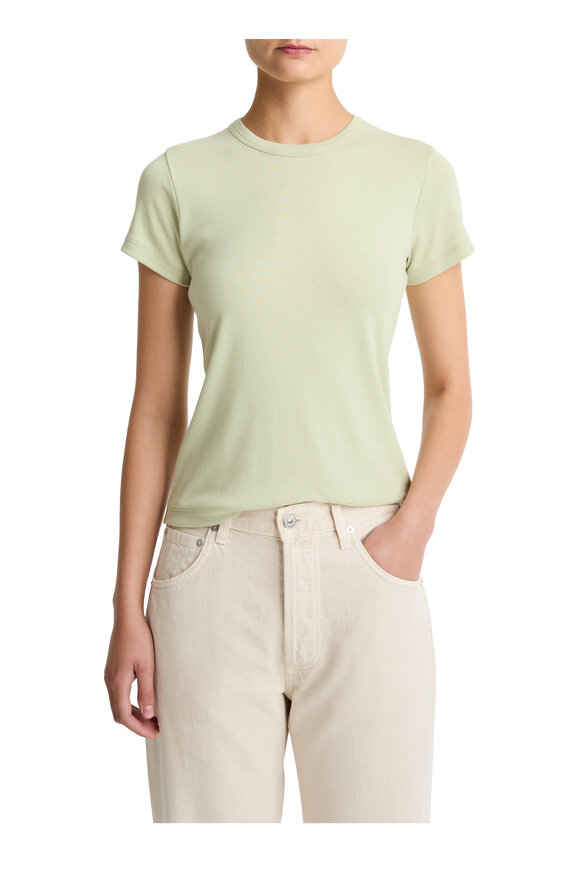 Vince 90's Shrunken Pale Fern Stretch Cotton T-Shirt - view 2