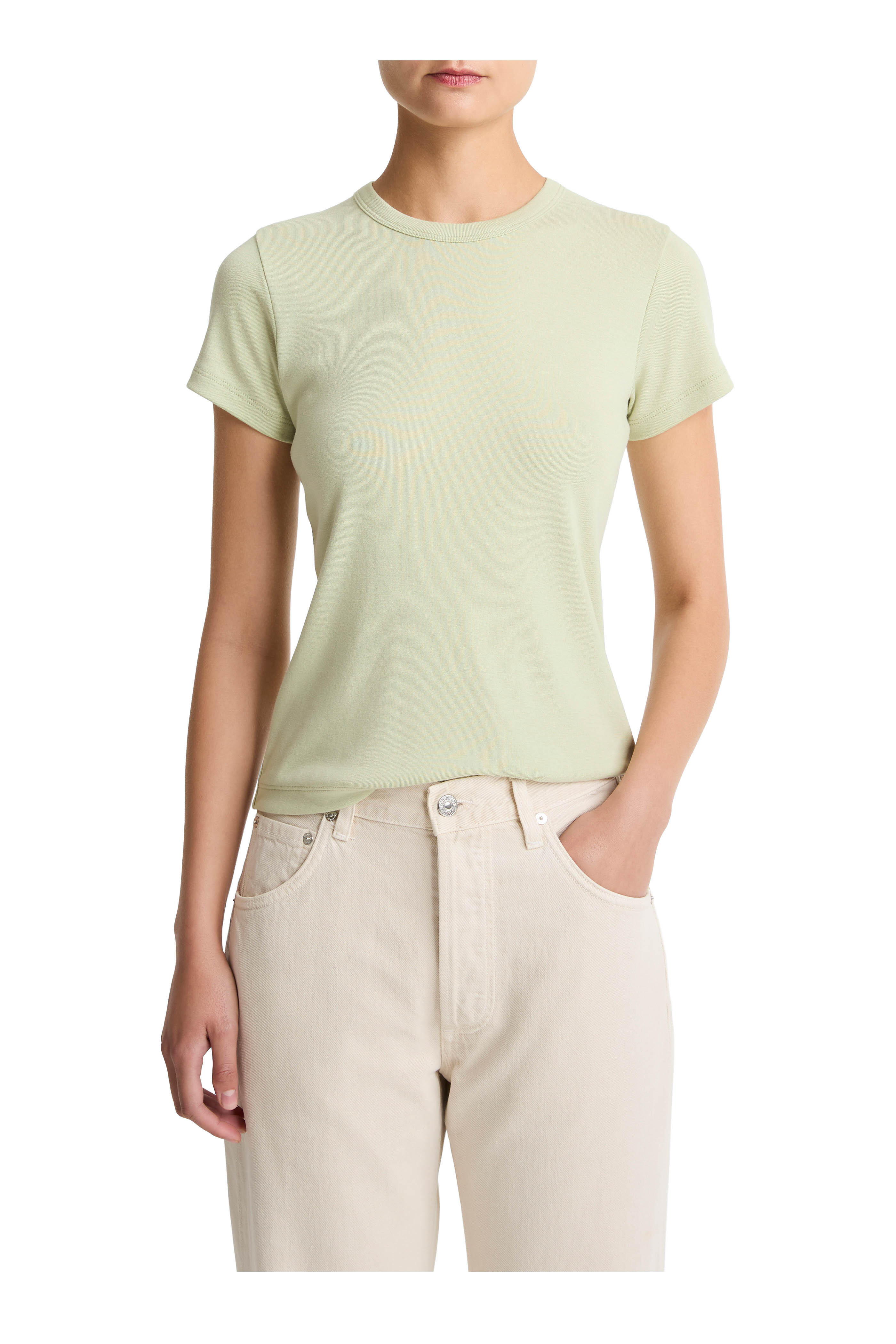 Vince - 90's Shrunken Pale Fern Stretch Cotton T-Shirt