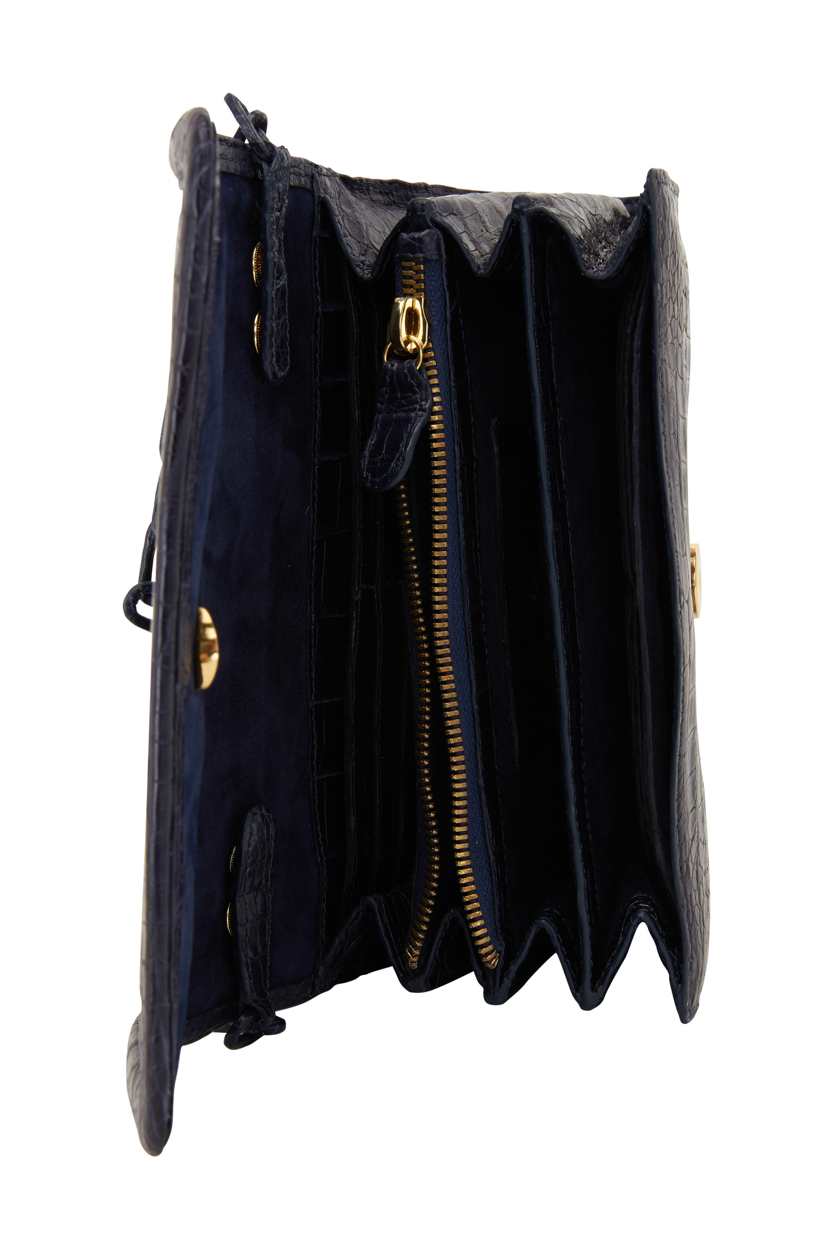 Nancy Gonzalez - Navy Blue Crocodile Large Chain Wallet