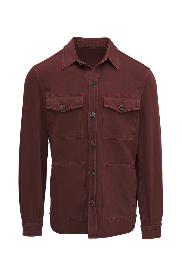 Isaia Rust Cotton Overshirt