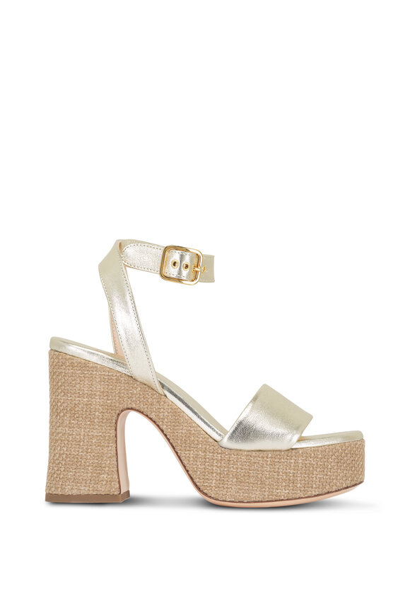 AGL Sista New Sand Metallic Leather Sandal, 110mm - view 3