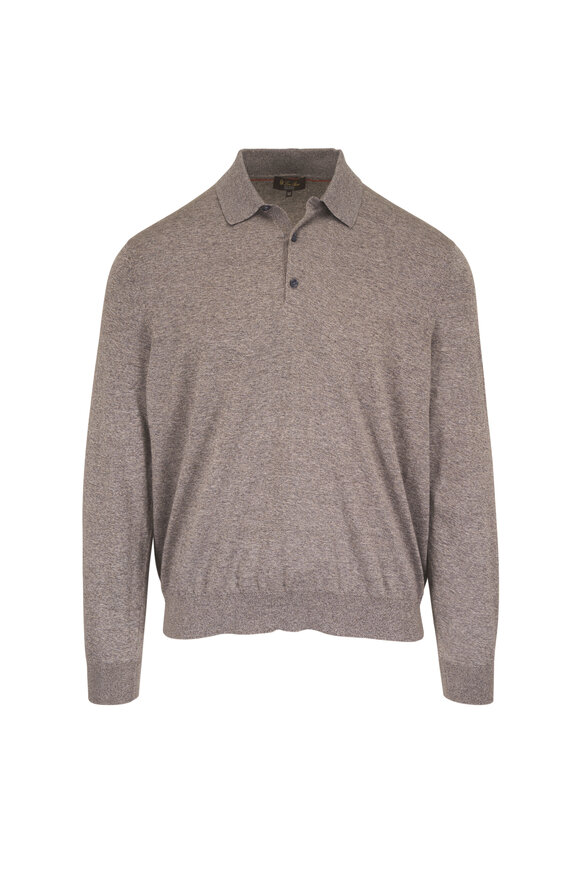Loro Piana Ice Wish Heather Midnight Swamp Cotton Polo - view 1