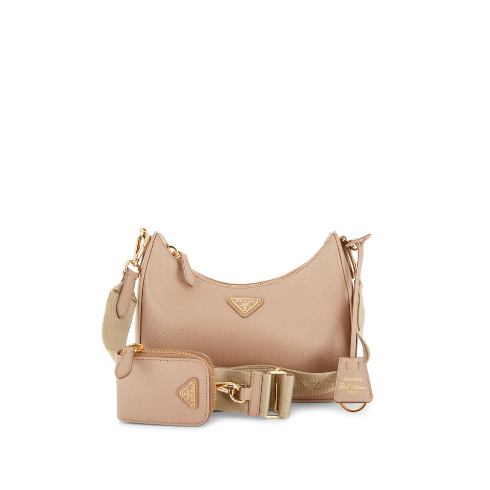 Prada - Nude Re-Edition Leather Zip Pouch Shoulder Bag