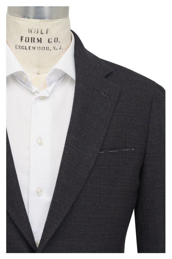 Brioni Navy & Brown Plaid Wool & Cashmere Sportcoat