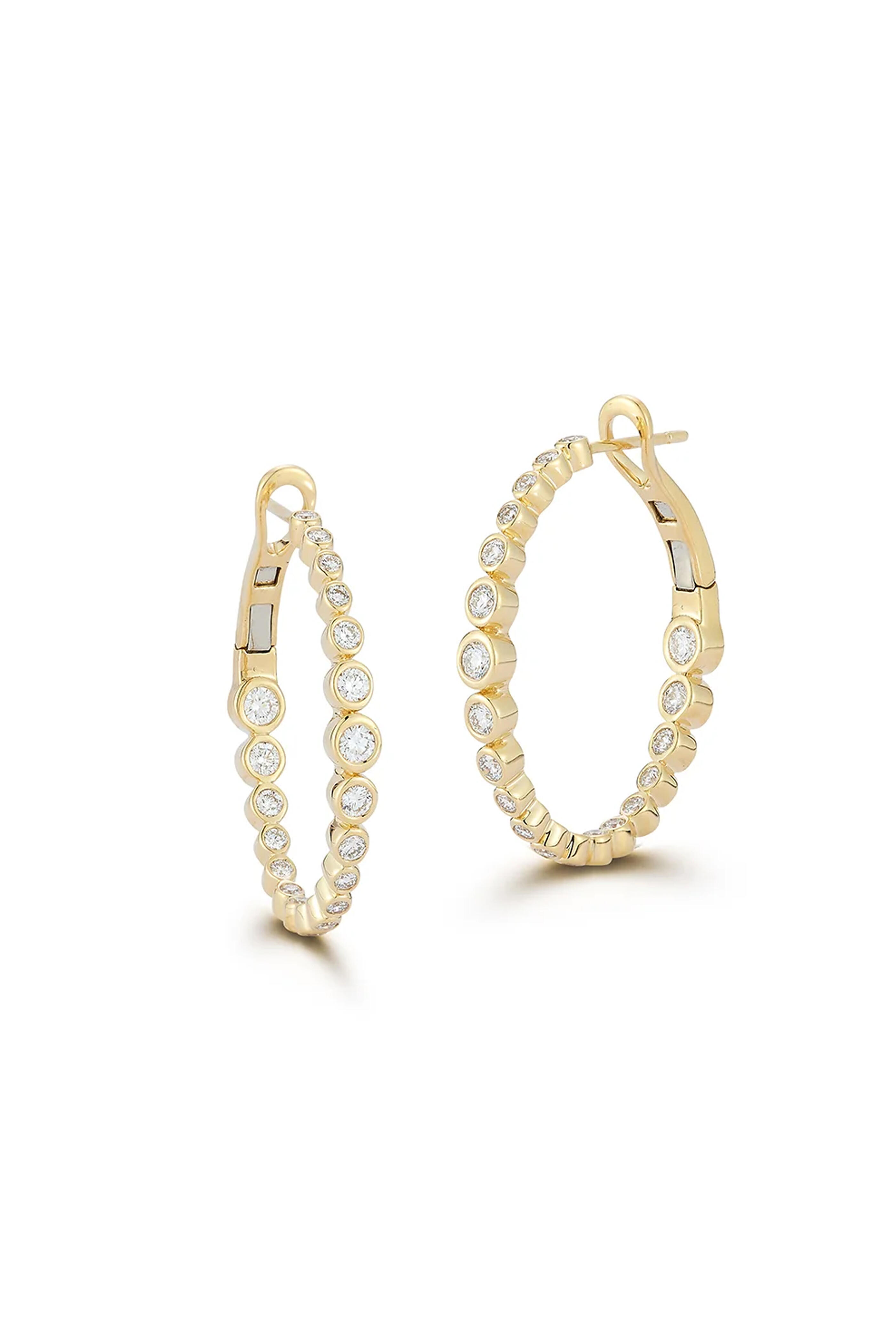 Walters Faith - Small Diamond Bezel Oval Hoop Earrings