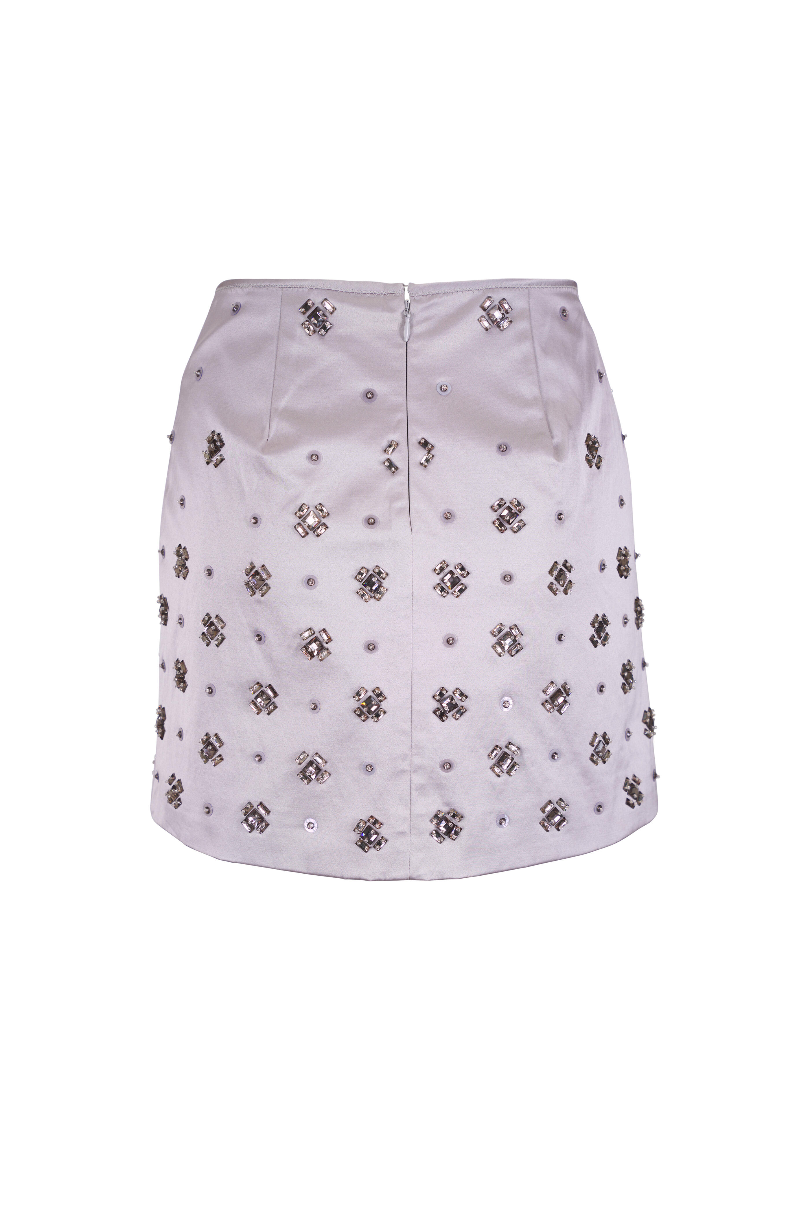 Veronica Beard - Olenna Silver Embellished Satin Mini Skirt - view 5