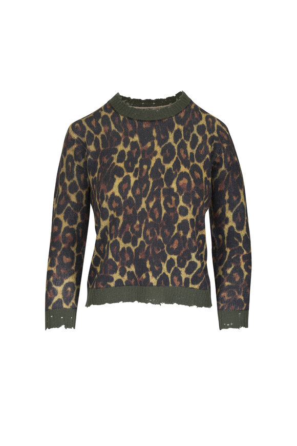 R13 Brown Animal Print Relaxed Crewneck Sweater - view 1