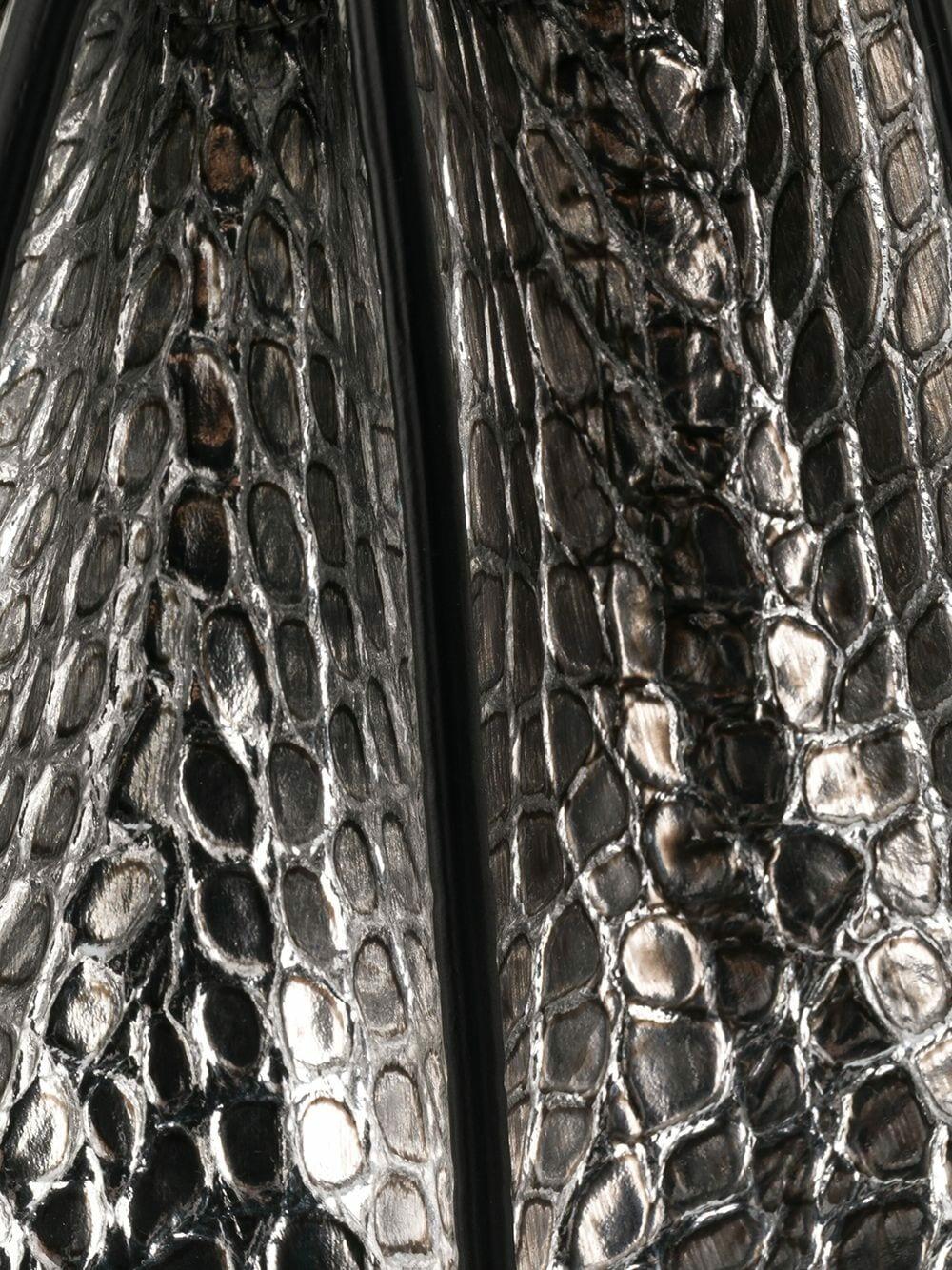 McQueen - Silver Croc Embossed Leather Knuckle Shoulder Bag