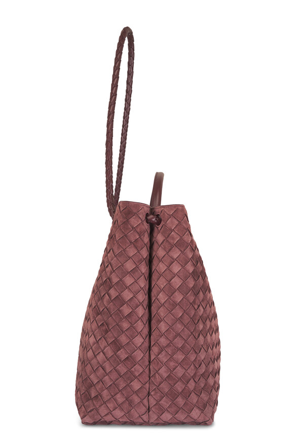 Bottega Veneta Large Andiamo Mahogany Intrecciato Suede Bag - view 3