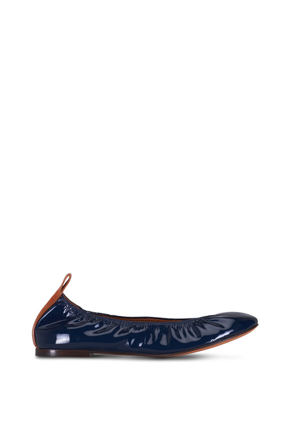 Lanvin - Ballerina Navy Blue Patent Leather Flat 