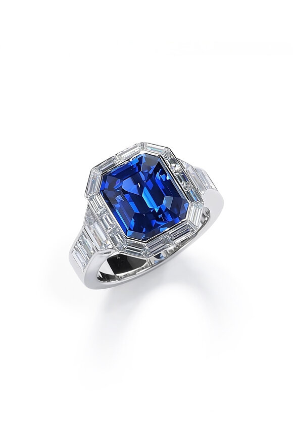 Nam Cho 18k Ceylon Blue Sapphire & Diamond Octagon Ring - view 1