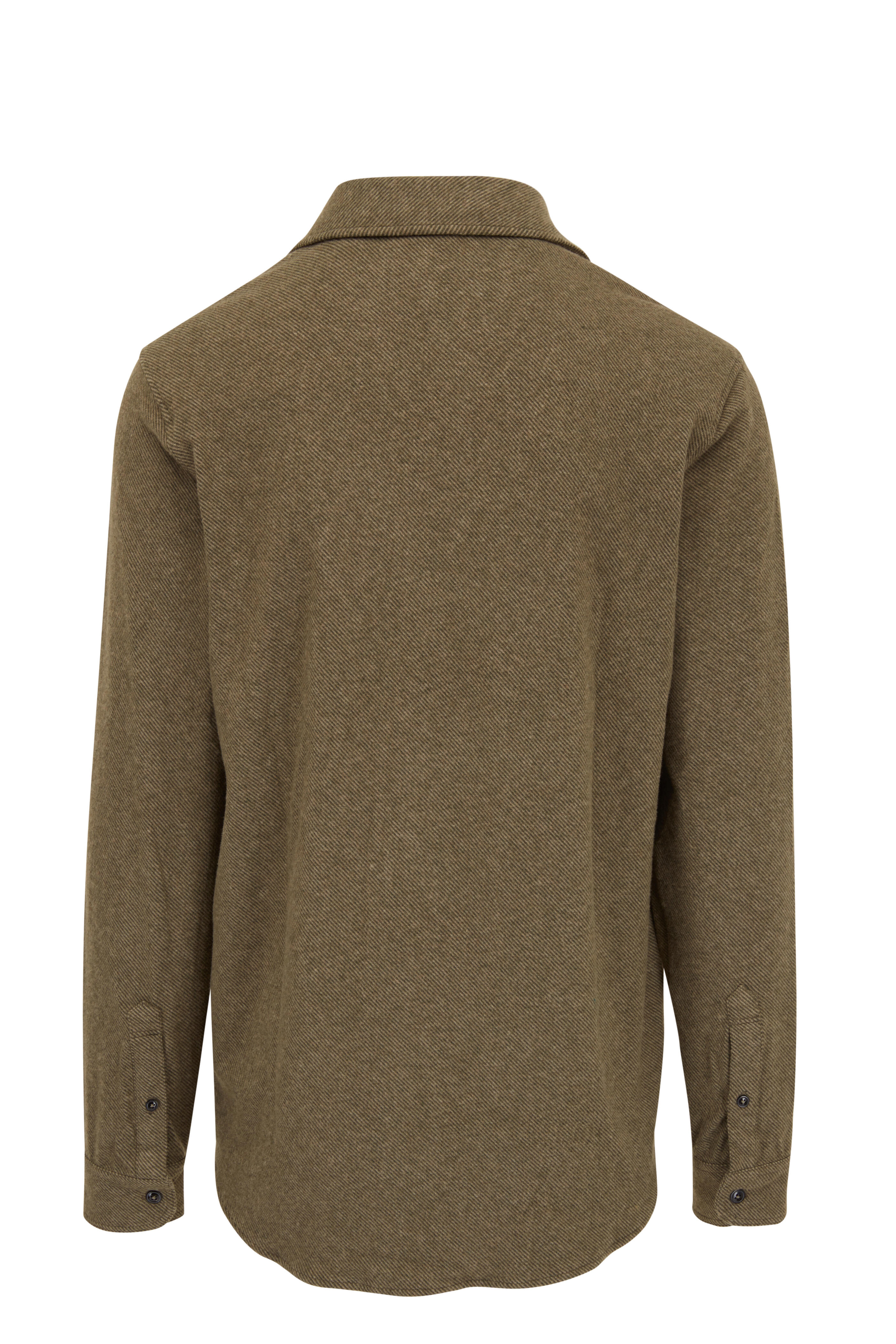 Faherty Brand - Legend™ Olive Mélange Twill Sweater Shirt