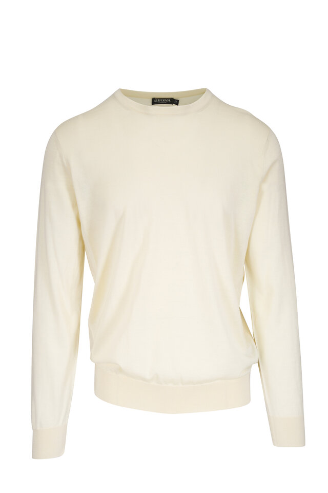 スウェット・トレーナー Z Zegna N6MH01830 Sweatshirts Sweaters White Zegna - White Silk & Cashmere Blend Hoodie | Mitchell Stores