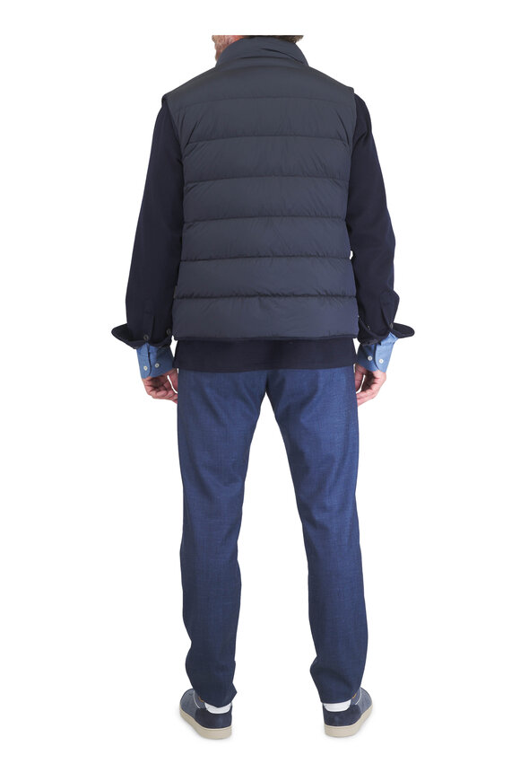 Paul & Shark Navy Virgin Wool-Silk Blend Jersey Pant - view 3