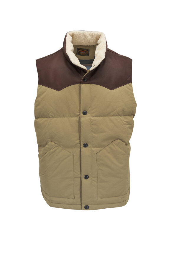 Faherty Brand Range Drill Khaki Down Vest