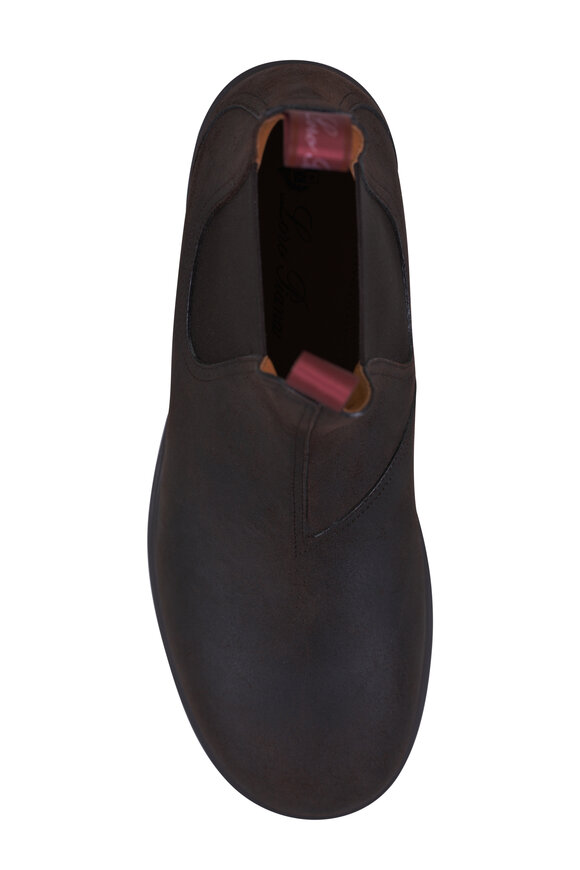 Loro Piana Dover Walk Dark Brown Chelsea Rugged Leather Boot - view 3
