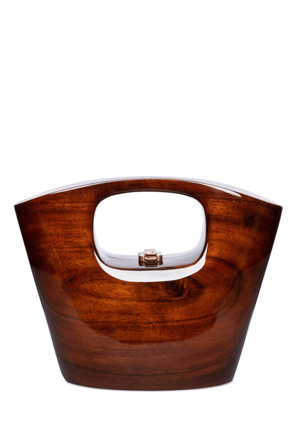 Rocio Twiggy Brown Sculpted Wood Top Handle Bag