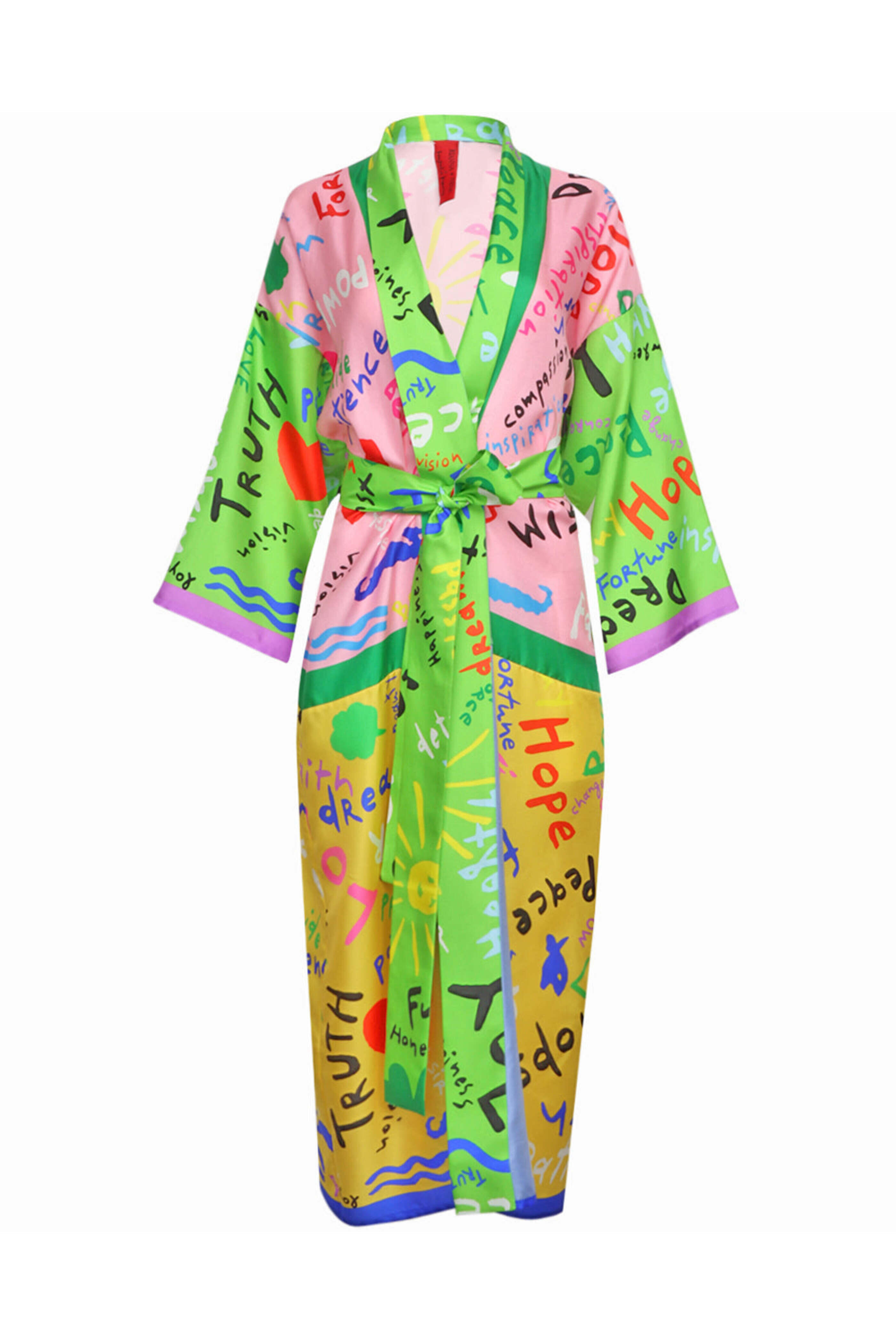 Rianna + Nina - Multicolor Joy Hope Dream Kakanias Long Kimono