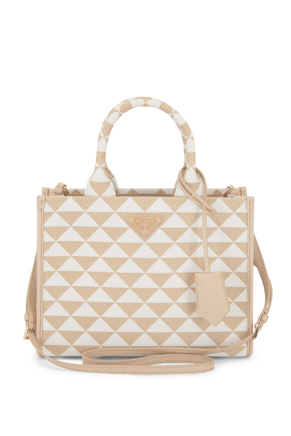 Prada - Bianco Triangle Jacquard Small Tote