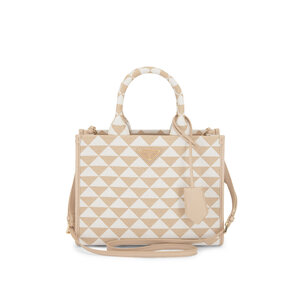 Prada - Bianco Triangle Jacquard Small Tote | Mitchell Stores