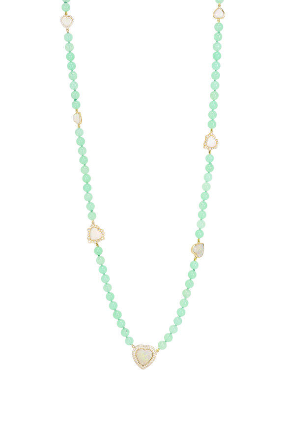 Kimberly McDonald 18k Gold Gilded Chrysoprase & Opal Beaded Necklace