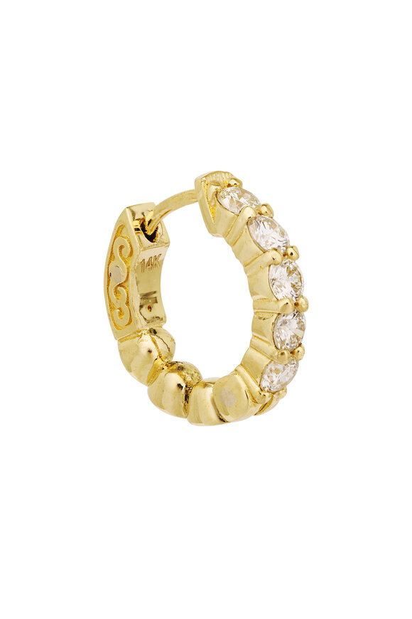 Genevieve Lau 14k Yellow Gold Diamond Mini Hoops - view 2