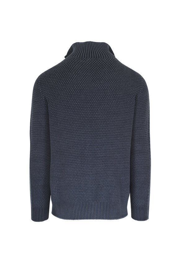 Fly3 Navy Wool Textured Reversible Full Zip Sweater - view 4