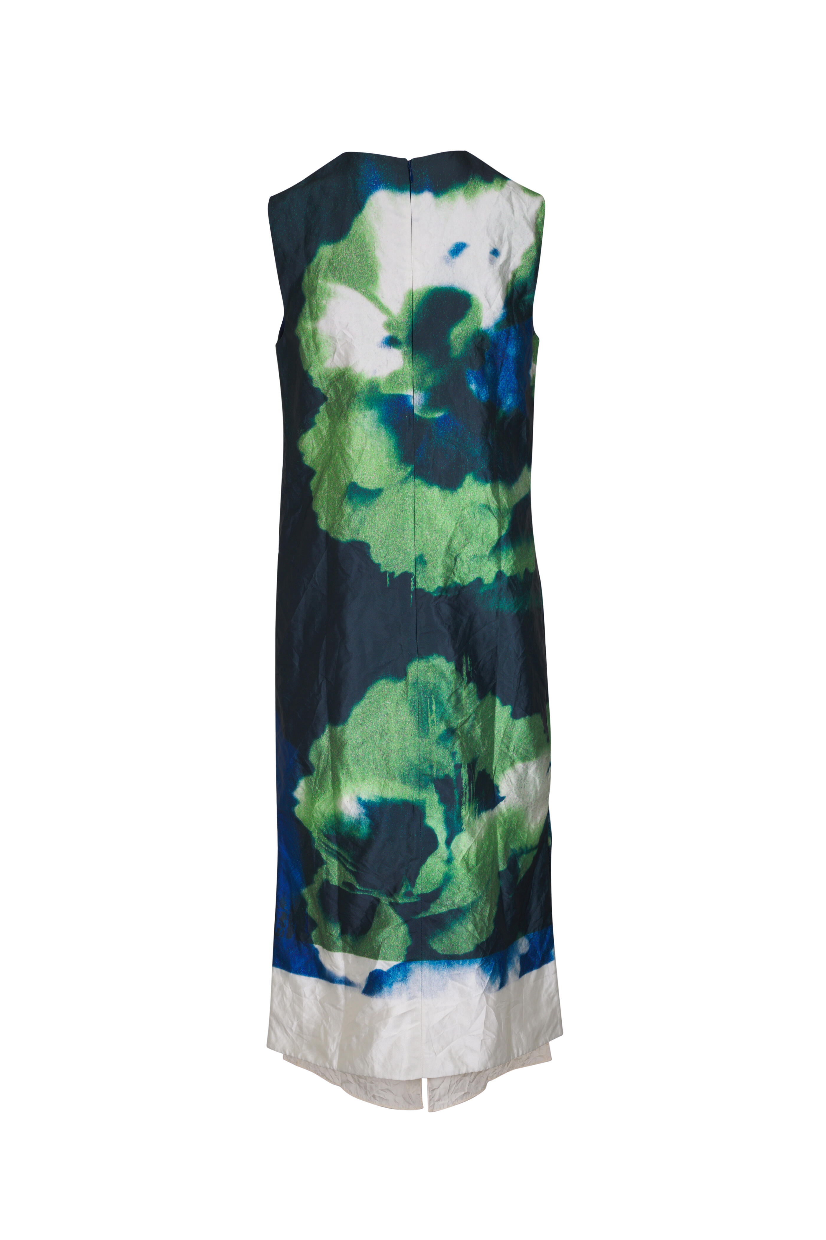 Erdem - Green Carnation Print Textured Satin Midi Dress