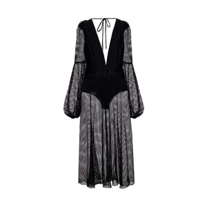 patbo plunge netted beach dress - Black Neck Net Maxi UK size:10