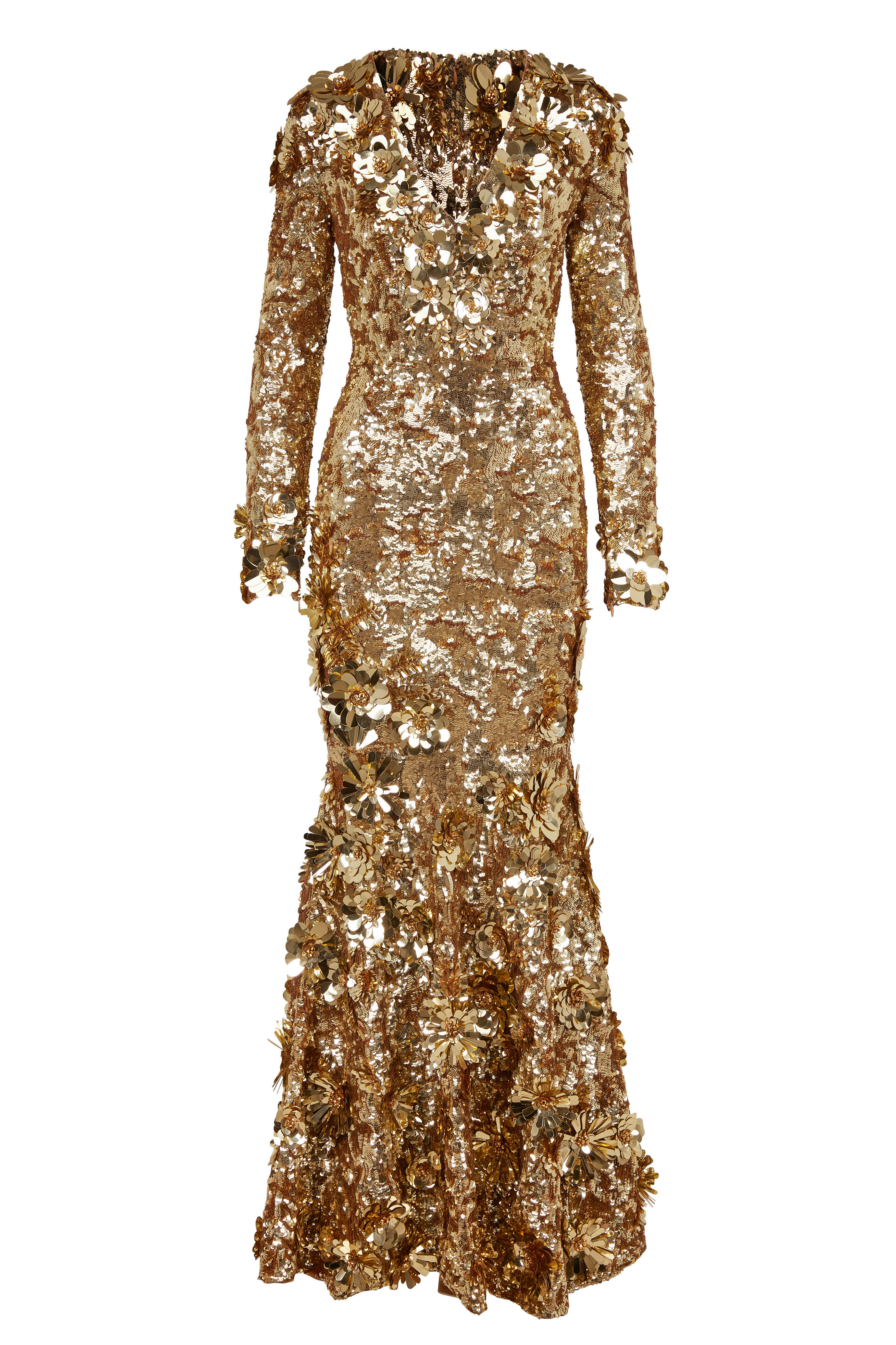 Michael Kors Collection - Sun Sequin Embellished Long Sleeve Gown