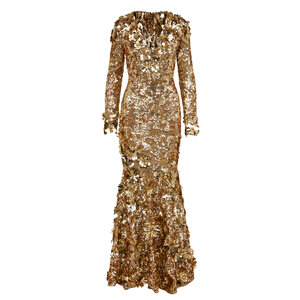 slim fit dress slacks Aleta Long Sequin Formal Gown with Long Sleeves