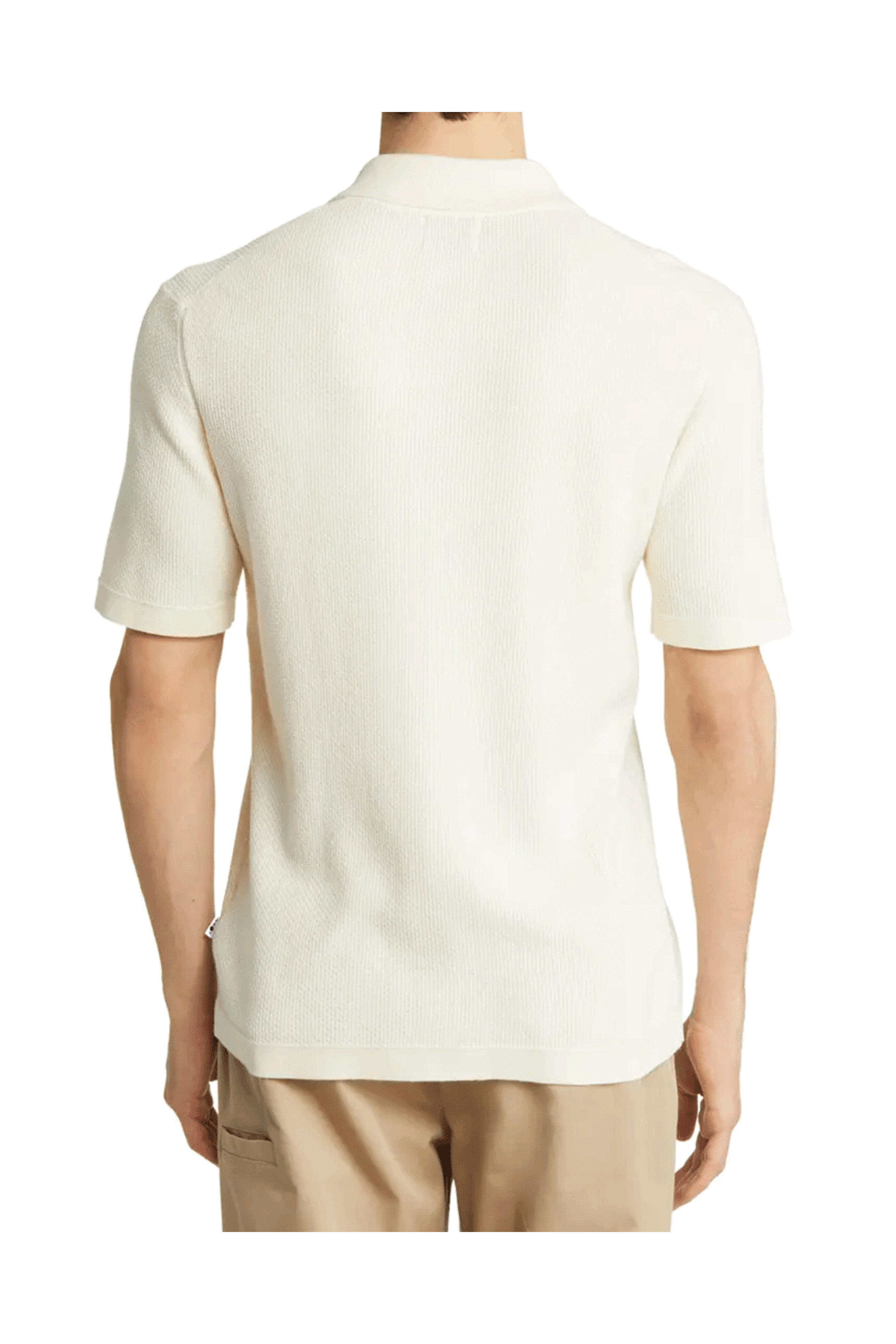 Nn07 - Ecru Hansie Ribbed Quarter Zip Short Sleeve Polo