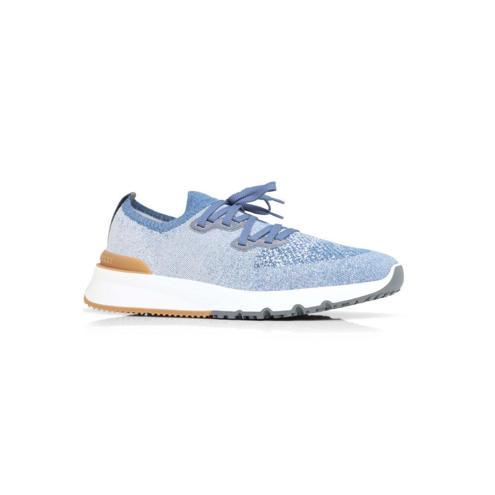 Brunello Cucinelli - Knit Sneaker in Blue and Brown